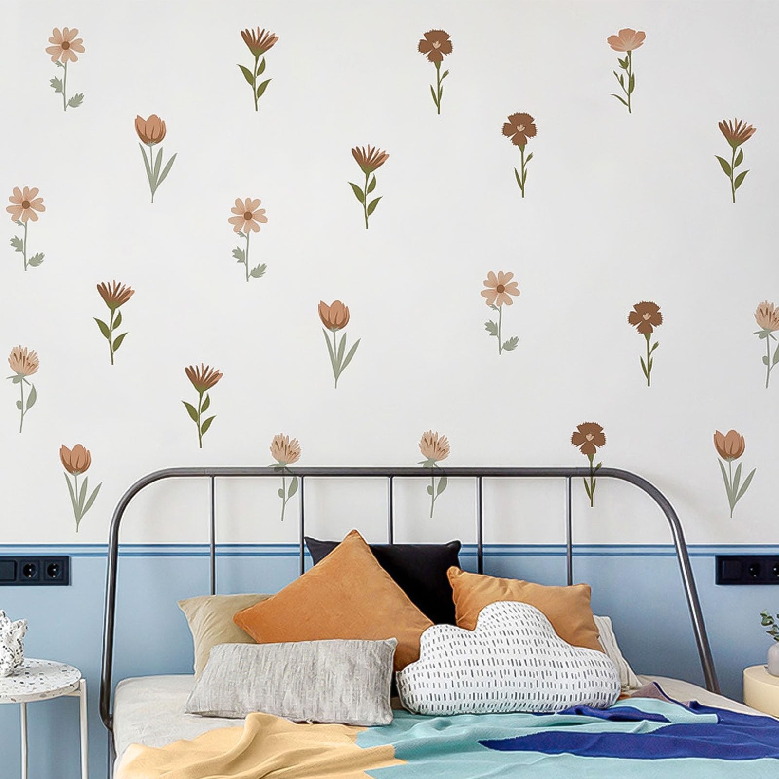 Flower Home Wall Decor Living Room 12 Sheets / 72 pcs Wall Decals Peel and St…