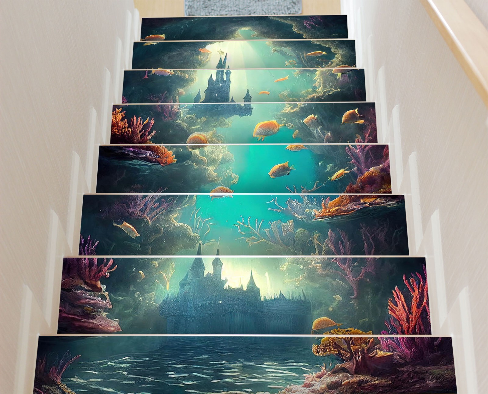 3D Ancient Castle J8 Stair Risers Decoration Photo Mural Vinyl Decal Wallpaper E