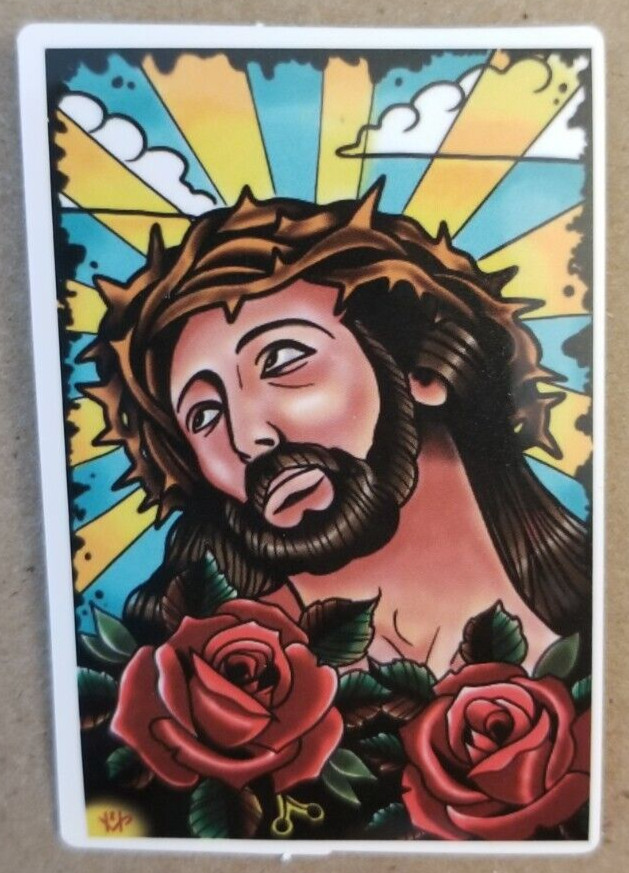 Ecce Homo Fresco Sticker Jesus Catholic Christian Spiritual Religious God Halo