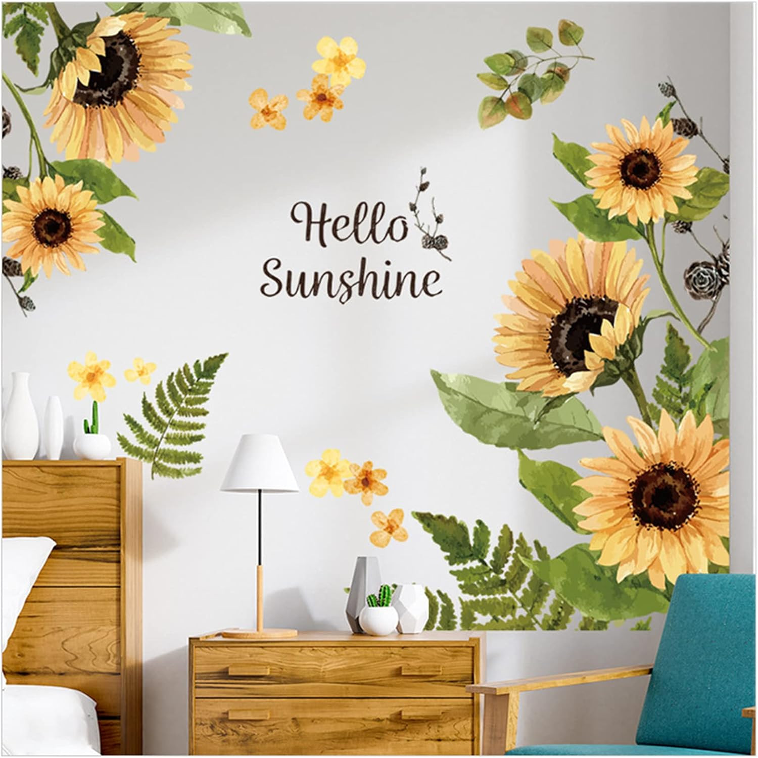 Sunflower Wall Stickers, 3D Yellow Flower Wall Decals, Easy Peel and Stick Wallp