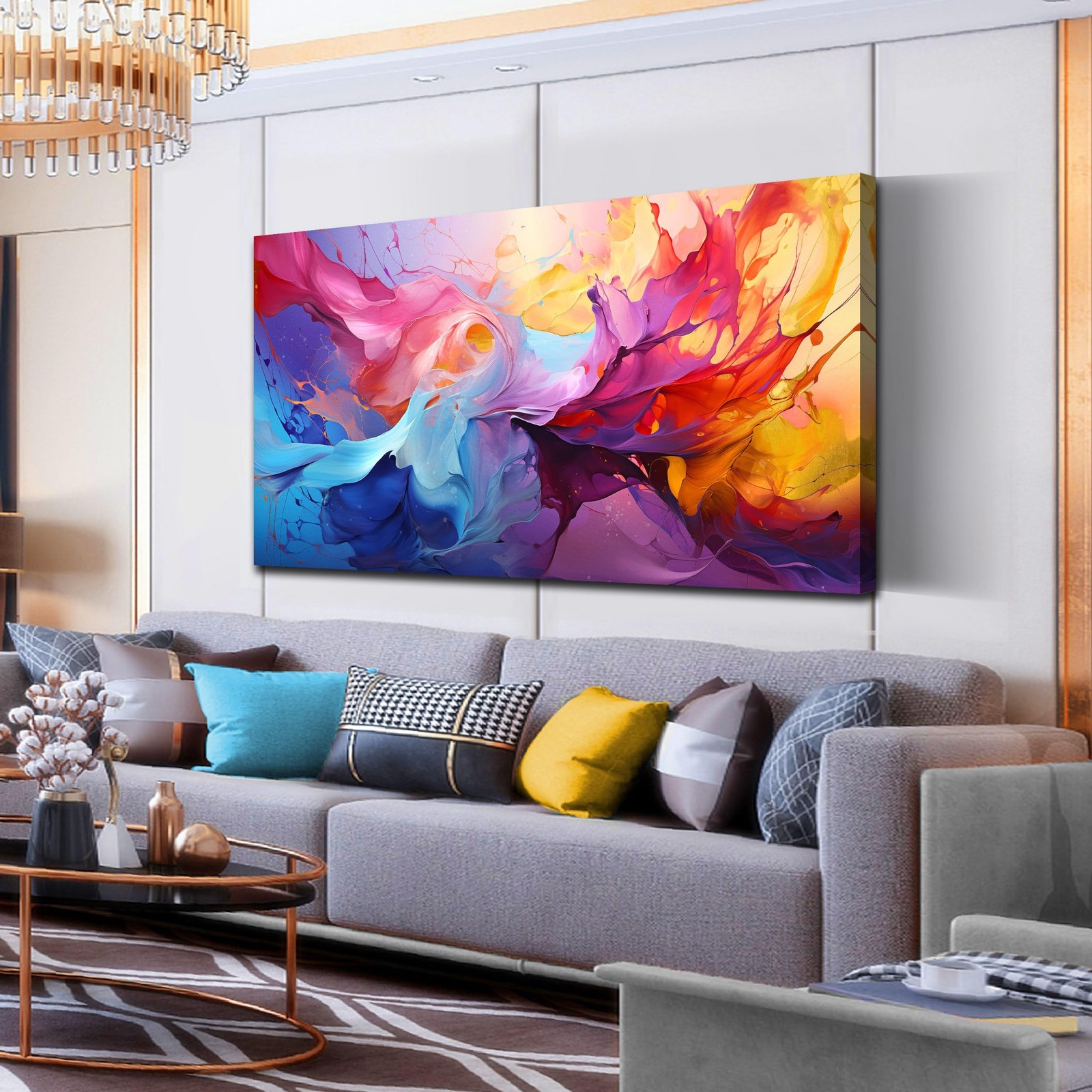 GUGIKA Abstract Wall Art for Living Room, Colorful Canvas Wall-Art for Bedroo…
