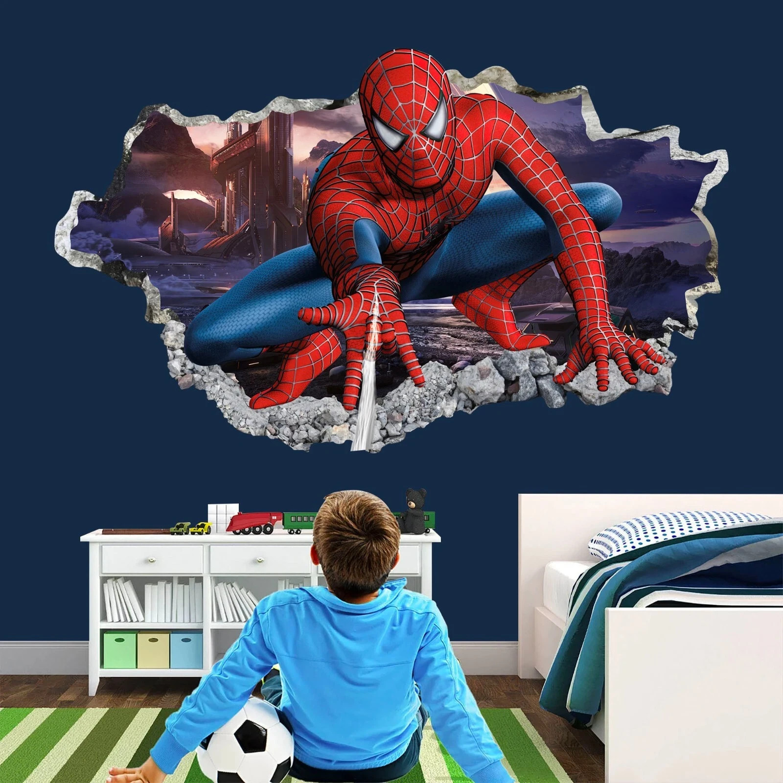 Spider Hero Removable Wall Sticker Vinyl Decal for Kids Bedroom Home Decor, Art
