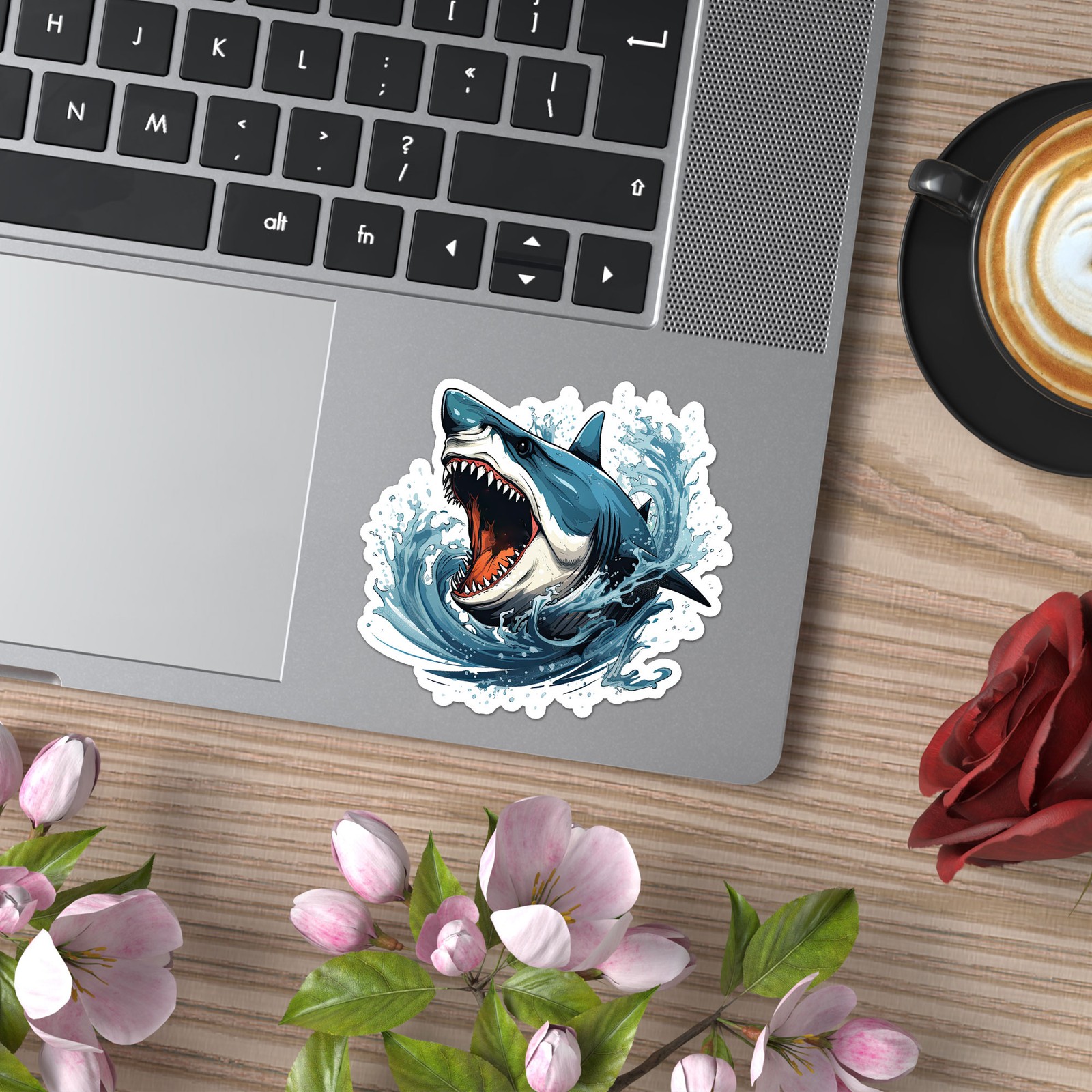 Shark Wave Bite – Vinyl Decal Sticker – Car Window Laptop – ebn9504