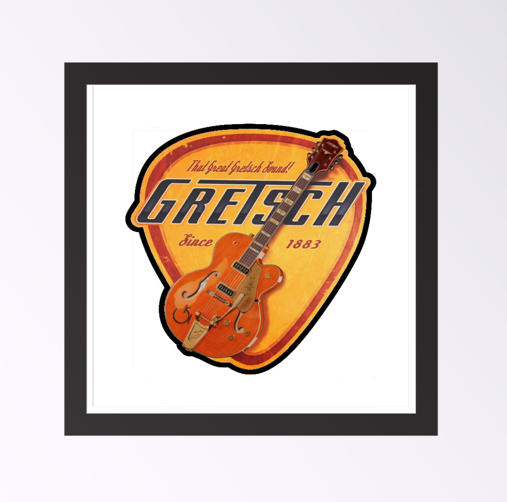 Guitar Gretsch Vintage – 4in Handmade Vinyl Decal Auto Cooler Laptop Case Decor
