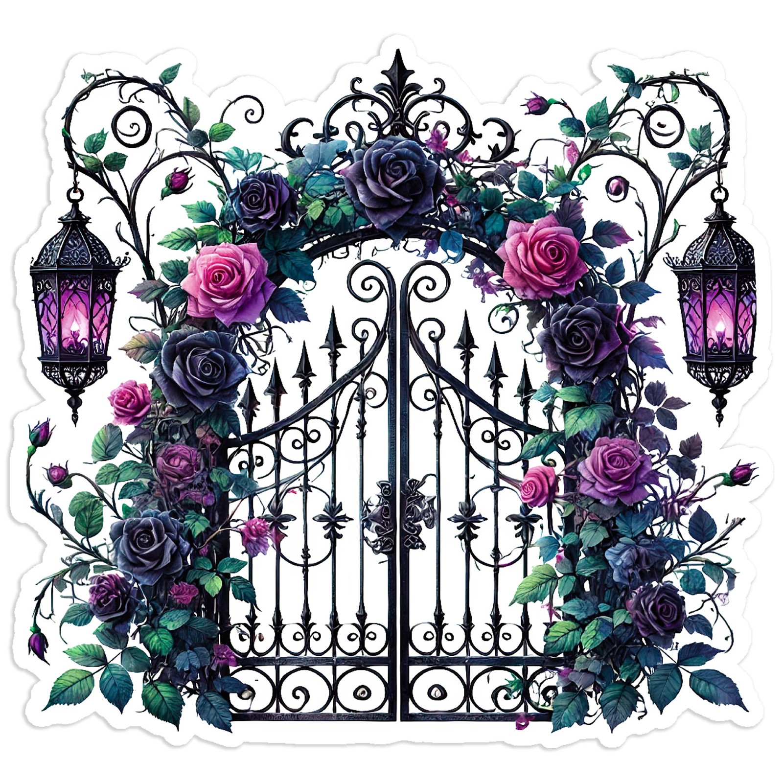 Gothic Rose Garden Gate – Vinyl Decal Sticker – Car Window Laptop – #109