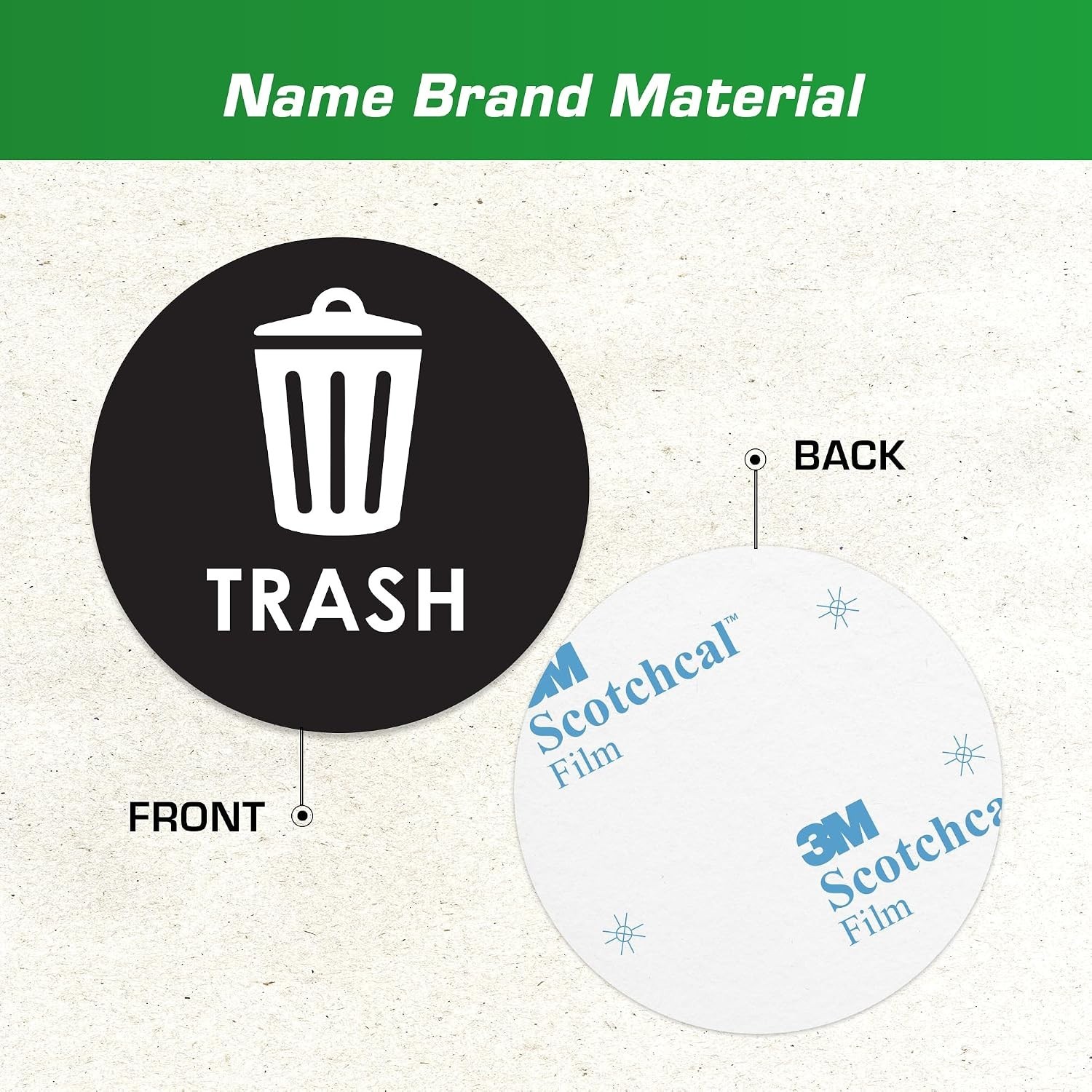 High-Visibility 6" Round Recycling Stickers – Durable, 4 Pack for Easy Sorting