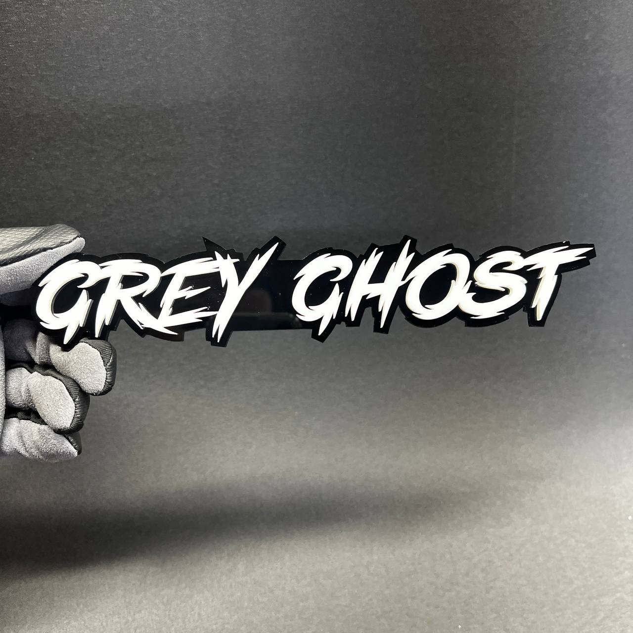 1x GREY GHOST Custom Text 3D Acrylic Car Emblem Badge Multicolor Fender Decal