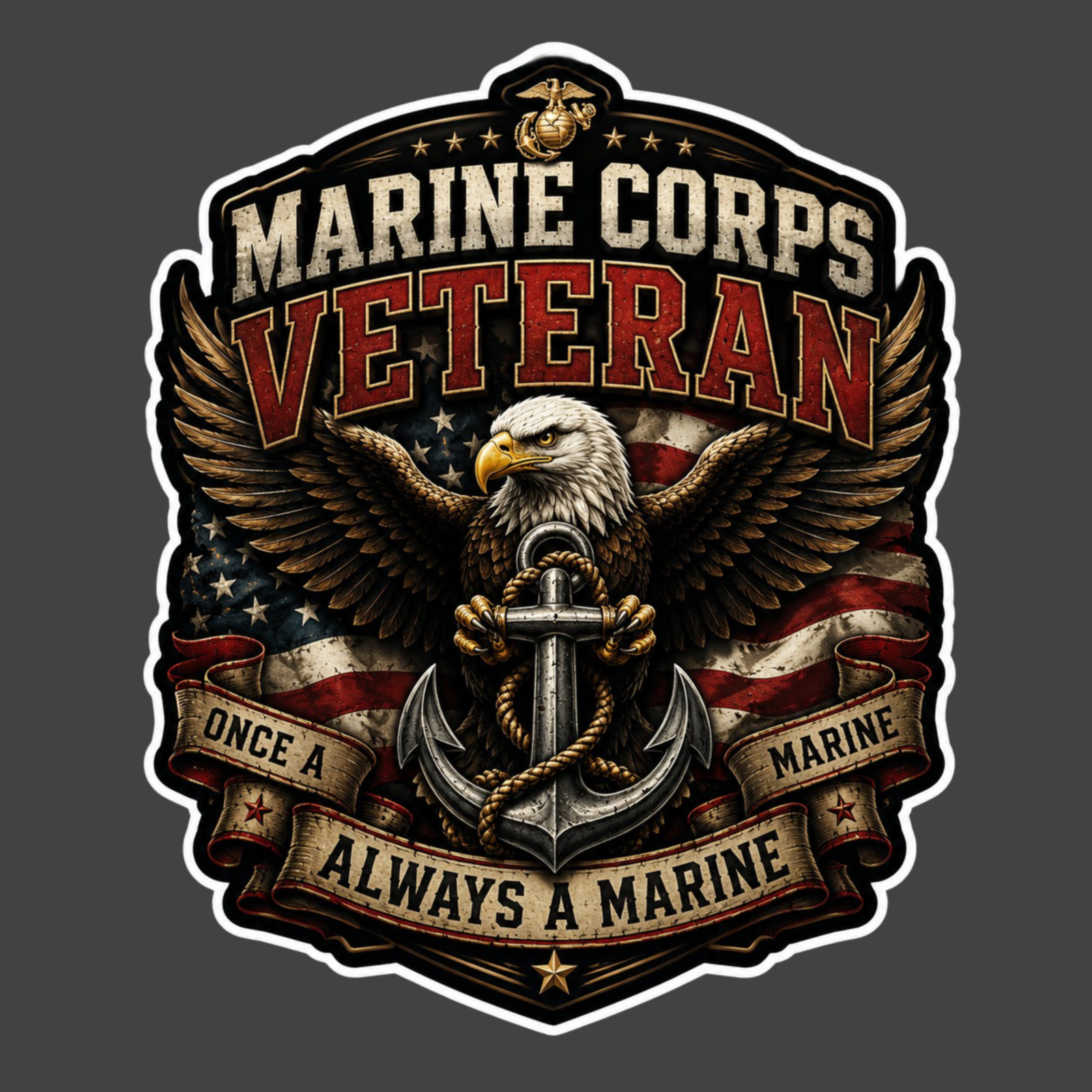 Marine Veteran Sticker Vinyl Decal Once a Marine Always a Marine Eagle Anchor