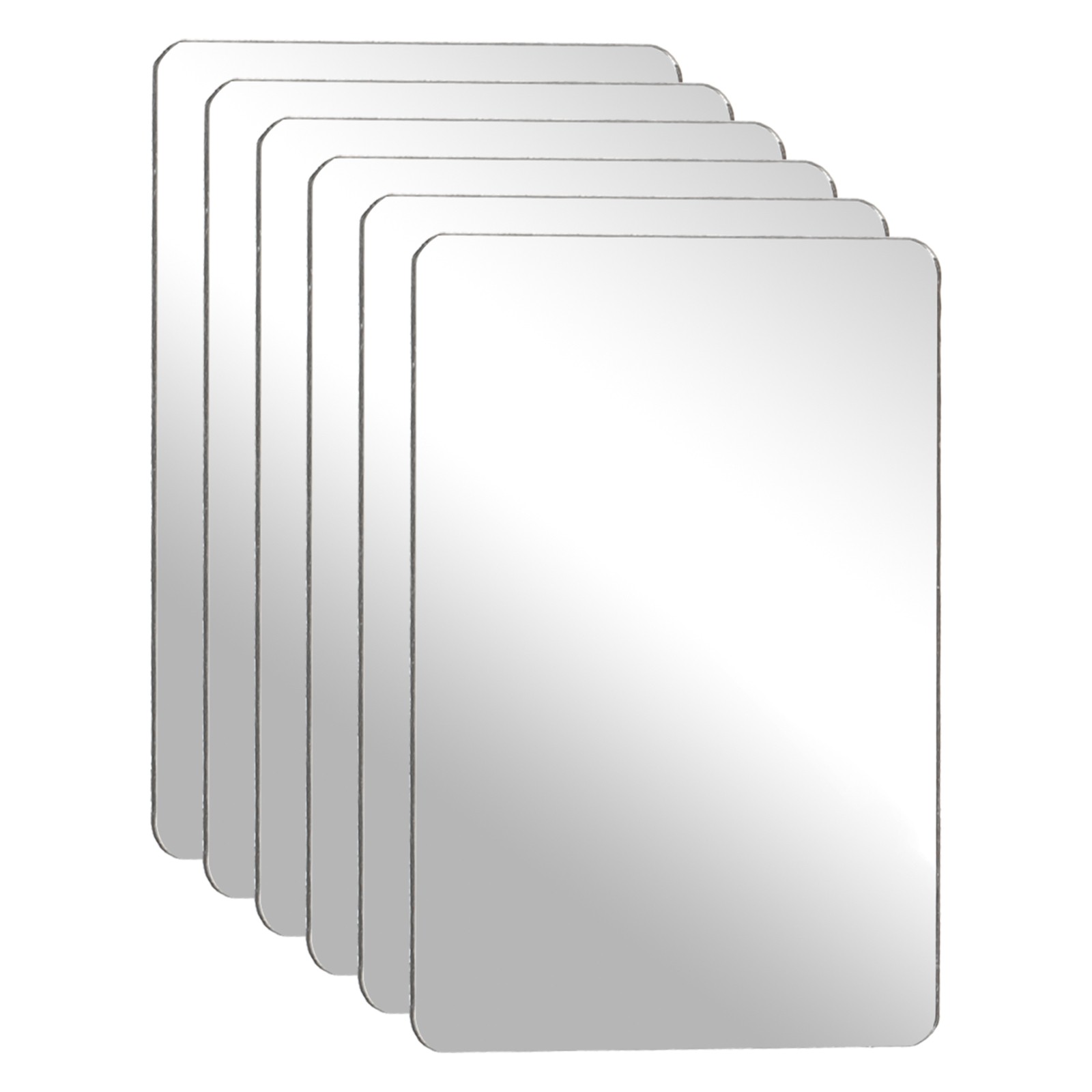 6Pcs Acrylic Mirror Sheet, 3.9×2.8" Rectangle Self Adhesive Mirror