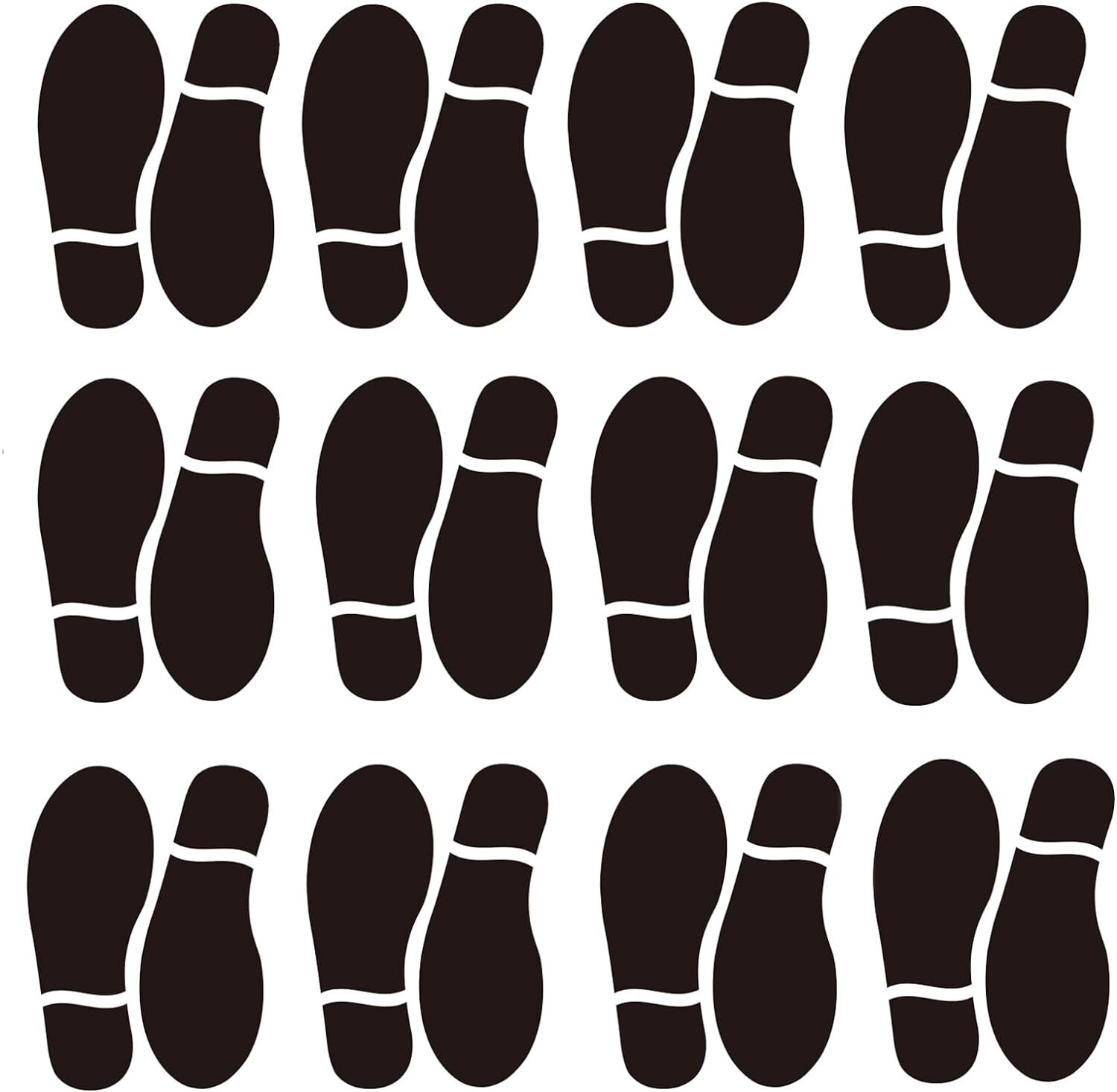 20 Pairs 40 Prints Black Shoe Footprint Stickers Decals, Floor Wall Stairs…
