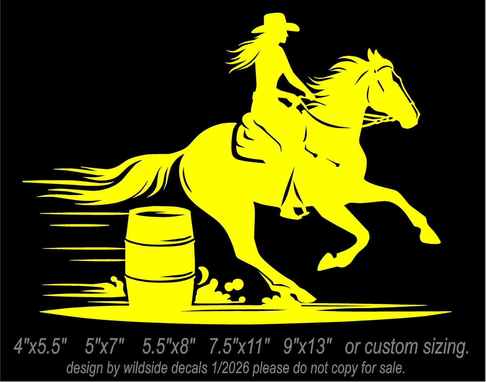 Female Barrel Racer Vinyl Decal car window horse trailer sticker