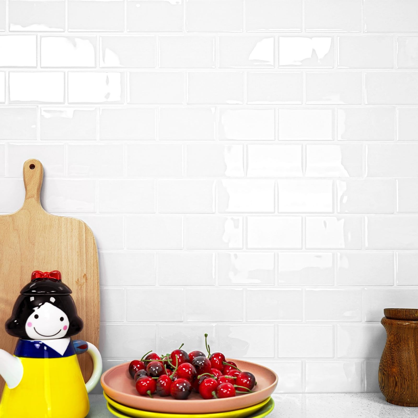 White Peel and Stick Subway Tile, Stick on Backsplash Tiles for Kitchen and B…