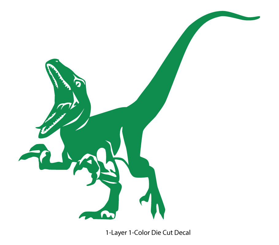 Dinosaur – Roaring Velociraptor #4 – Jurassic Period – 4-21" wide – DieCut Decal