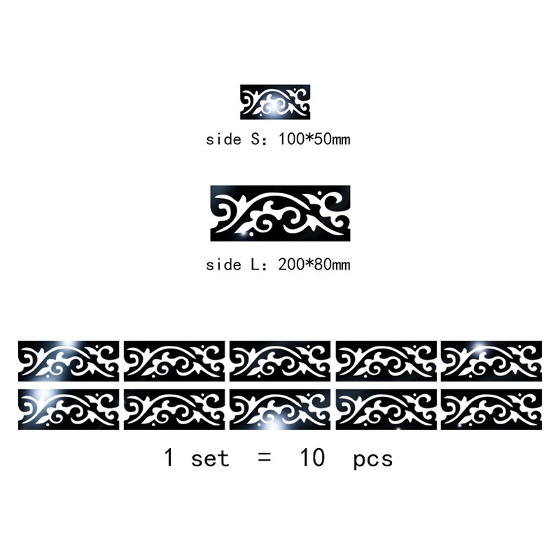 10PCS 3D Bathroom Mirror Art Kick Line Wall Sticker Pattern Home Decoration