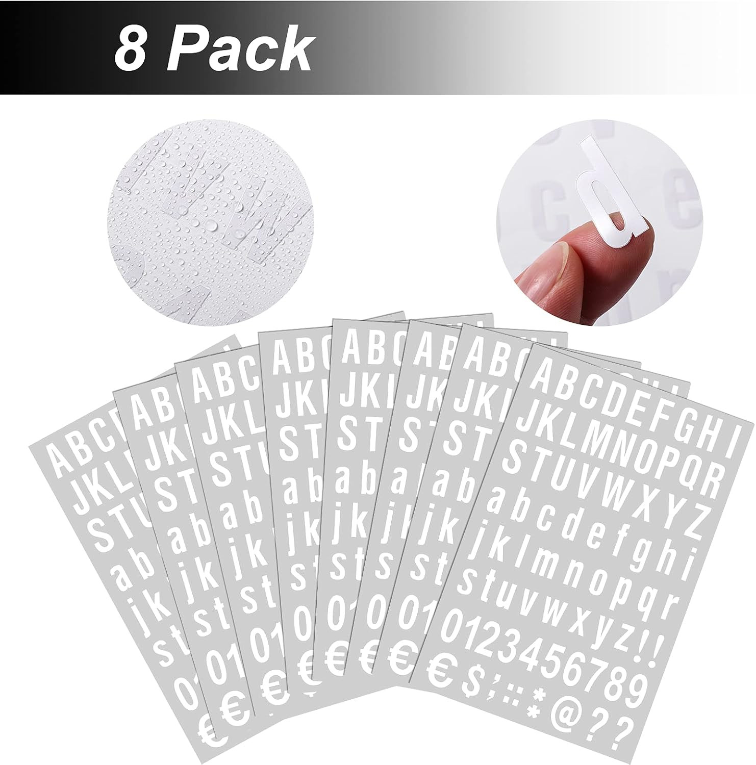 8 Sheets Self Adhesive Vinyl Letters Numbers Kit, Mailbox Numbers Sticker for Ma
