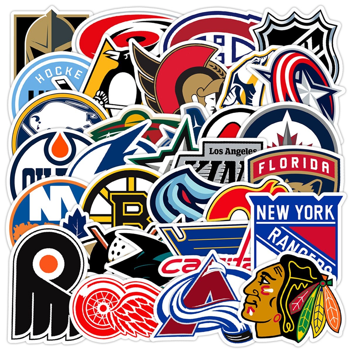 33 Pcs Stickers Hockey All NHL Teams LOGO Fridge Luggage Auto Car Laptop Vinyl