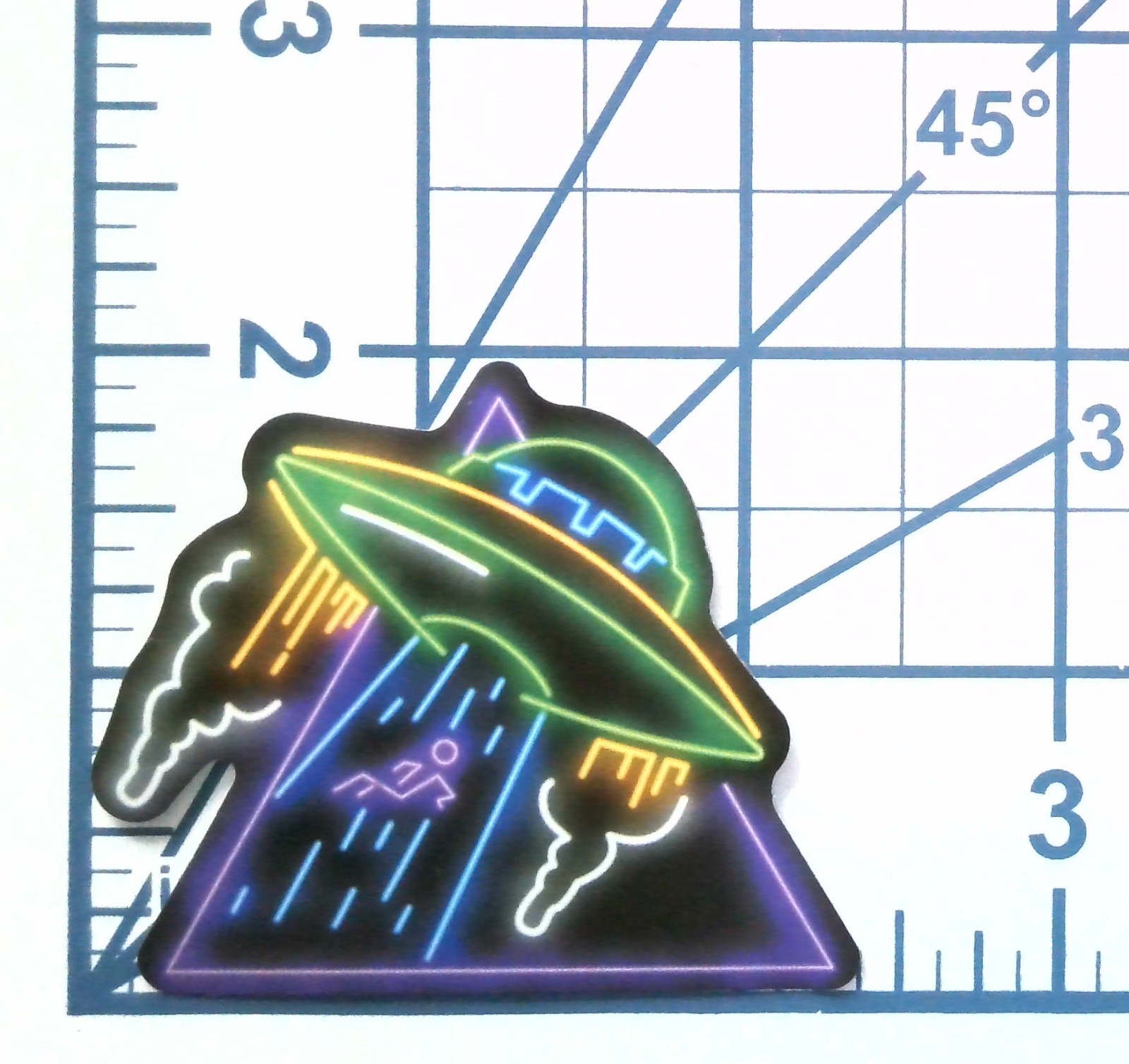 UFO Alien Human Abduction Sticker Neon Triangle Die Cut Vinyl Decal Laptop