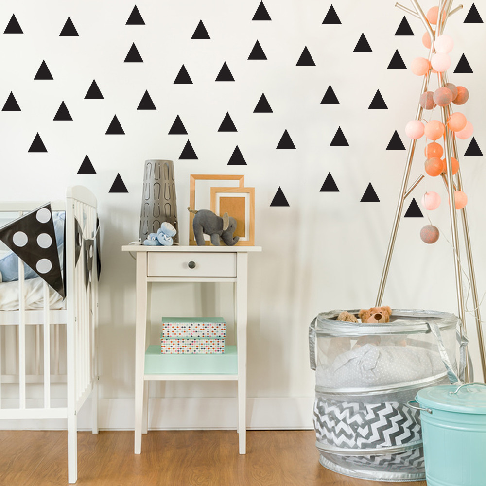 Pack of 40 SILVER matt metallic 2 inch, 5 cm TRIANGLES wall art stickers decals