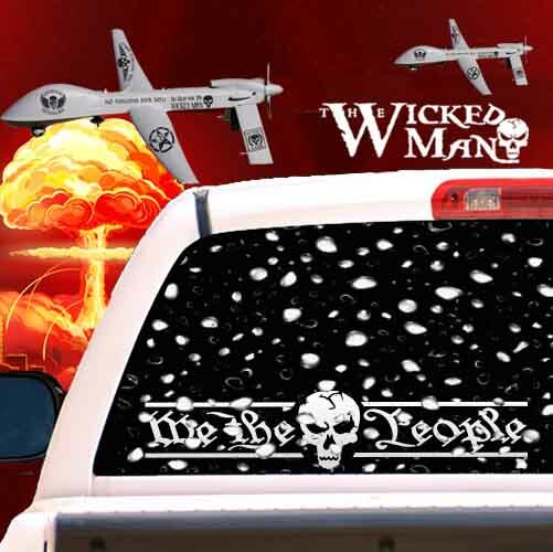 The Wicked Man – We The People Text USA Skull Decal Sticker