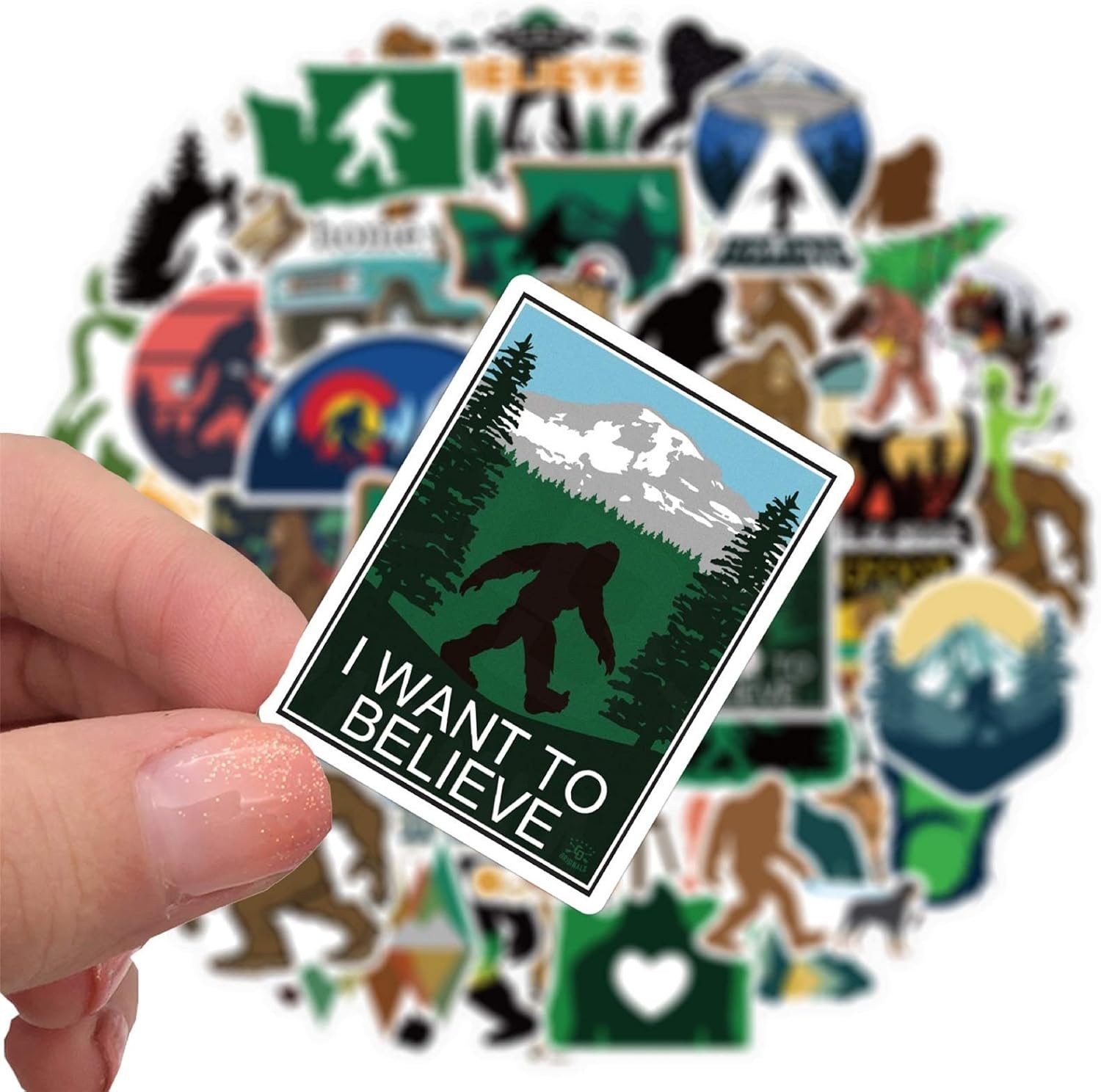 50 Count Bigfoot Stickers Variety Pack for Water Bottles, Laptops, Skateboards