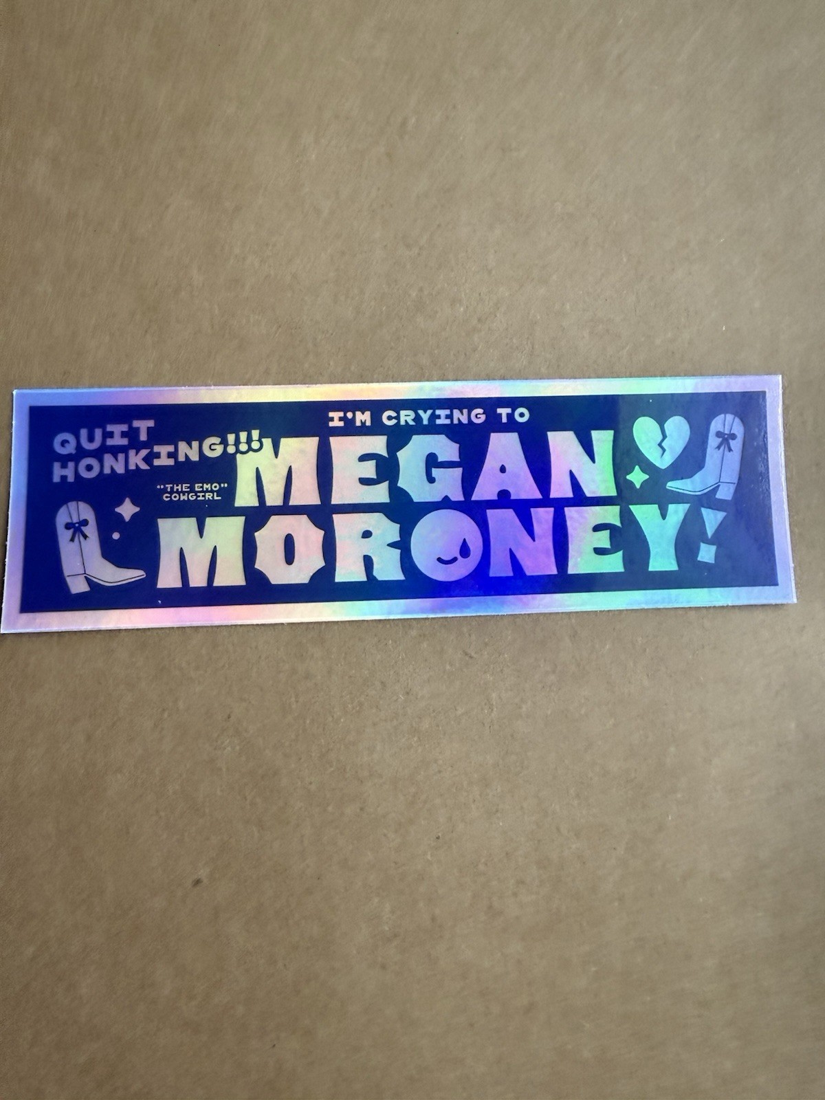 Holographic Megan Moroney Sticker Decal Rainbow Emo Cowgirl Country Music 6 inch