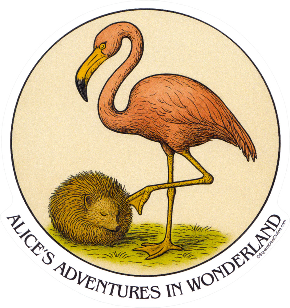 Sticker – Alice's Adventures In Wonderland Flamingo Hedgehog Lewis Carroll 4"