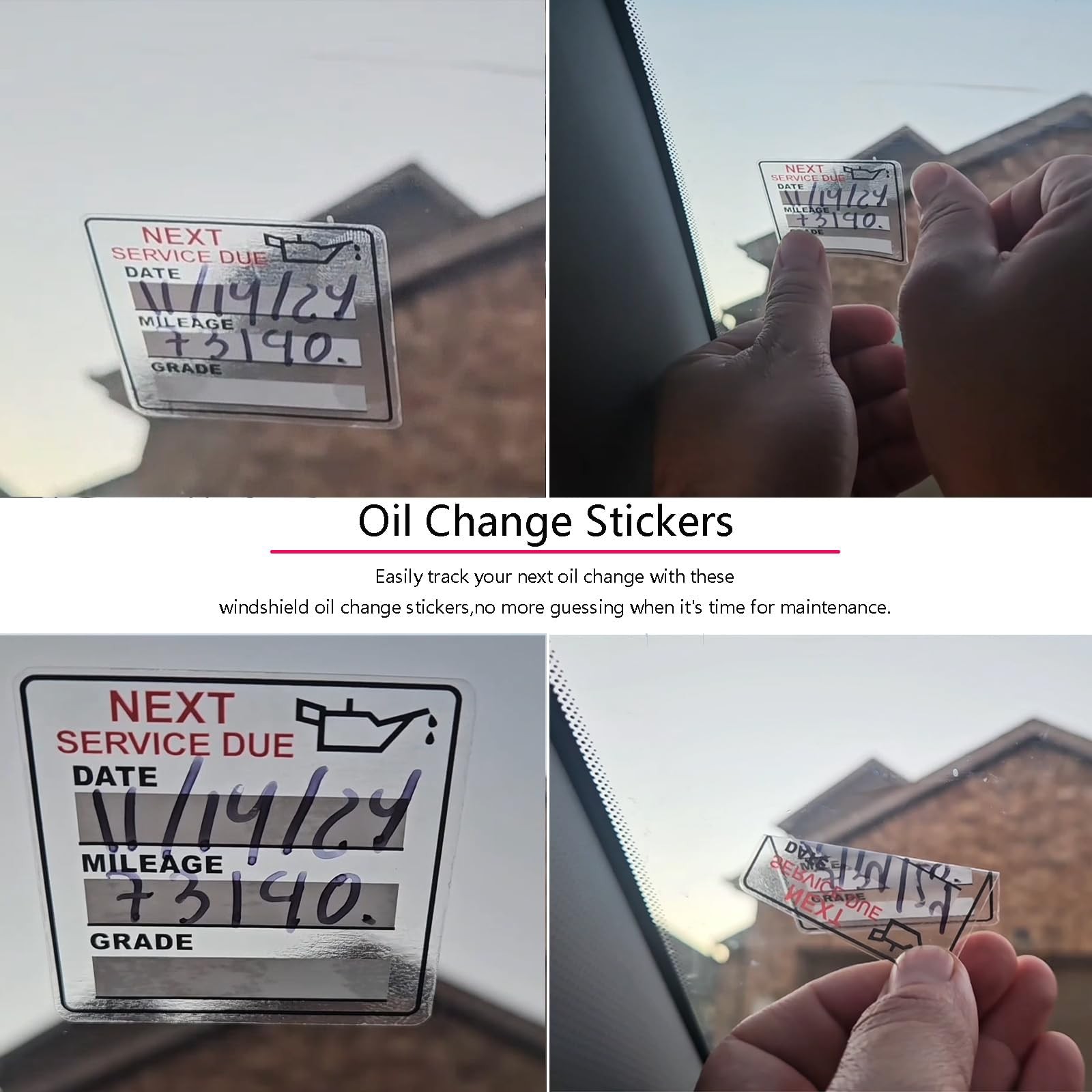 Oil Change Stickers，300pcs 2×2 inch Oil Change Stickers for windscreen Easy …