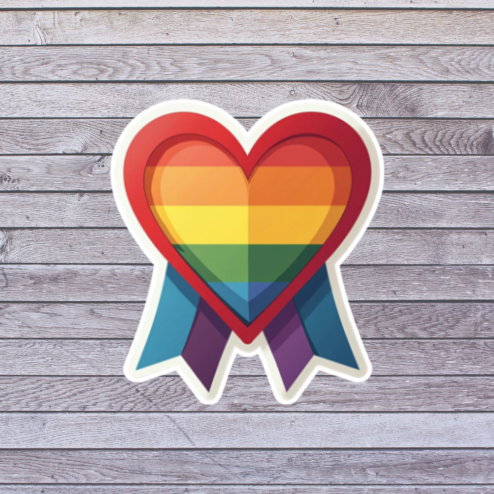 Pride sticker vinyl decal rainbow heart ribbon award badge