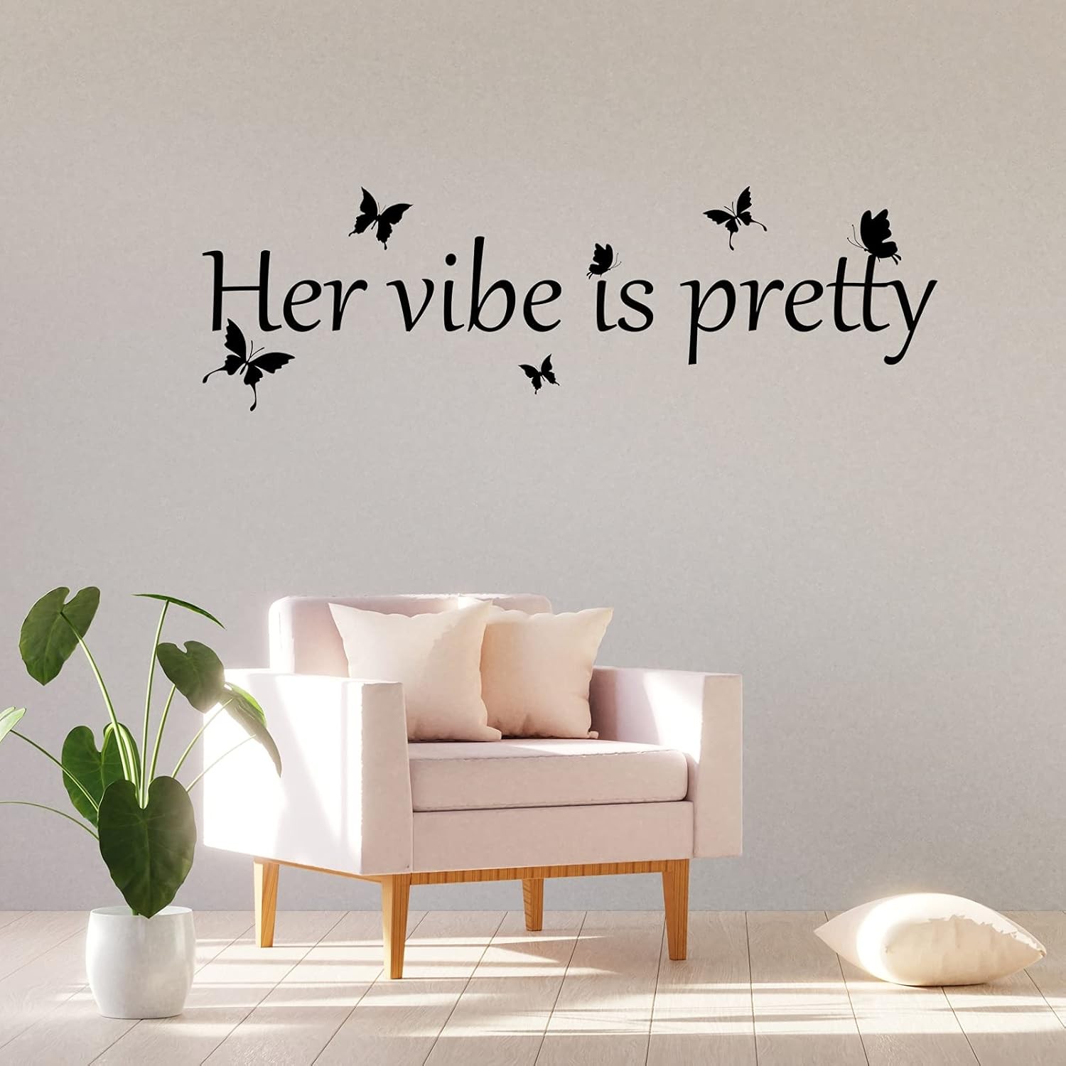 Her Vibe is Pretty Wall Decal Decor Vivid Butterflies Wall Sticker Inspirational