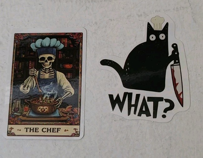 Set Of 8 Vinyl Chef Stickers Decals Skull Halloween Water Bottle Laptop Gift