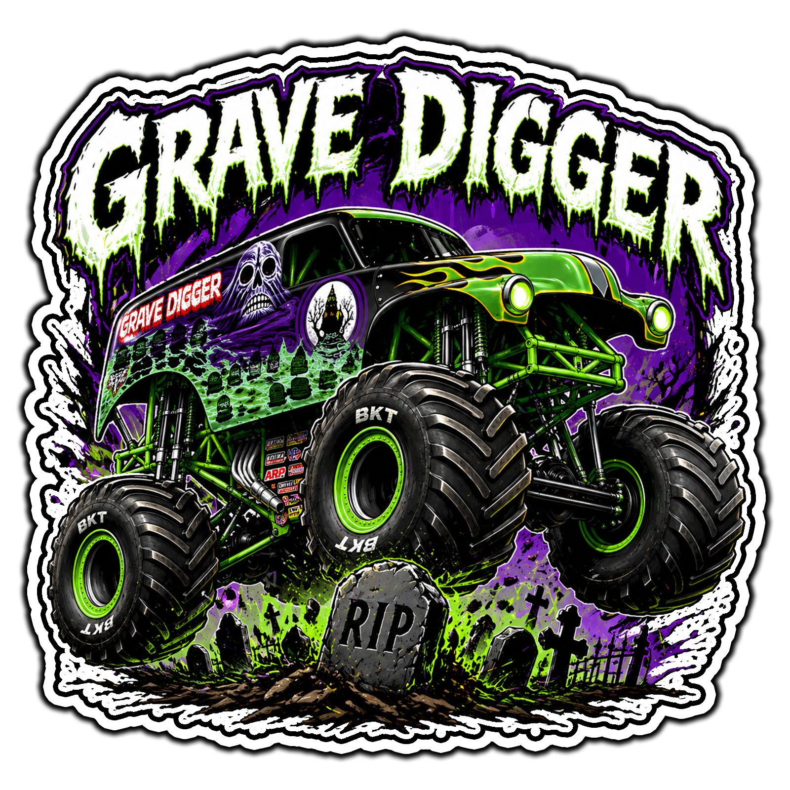 Grave Digger Truck #3 Monster Jam Sticker Waterproof Vinyl Decal
