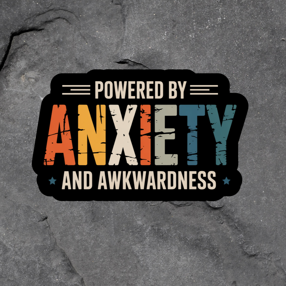 Anxiety Humor Sticker Vinyl Decal Powered By Anxiety Funny Sarcastic