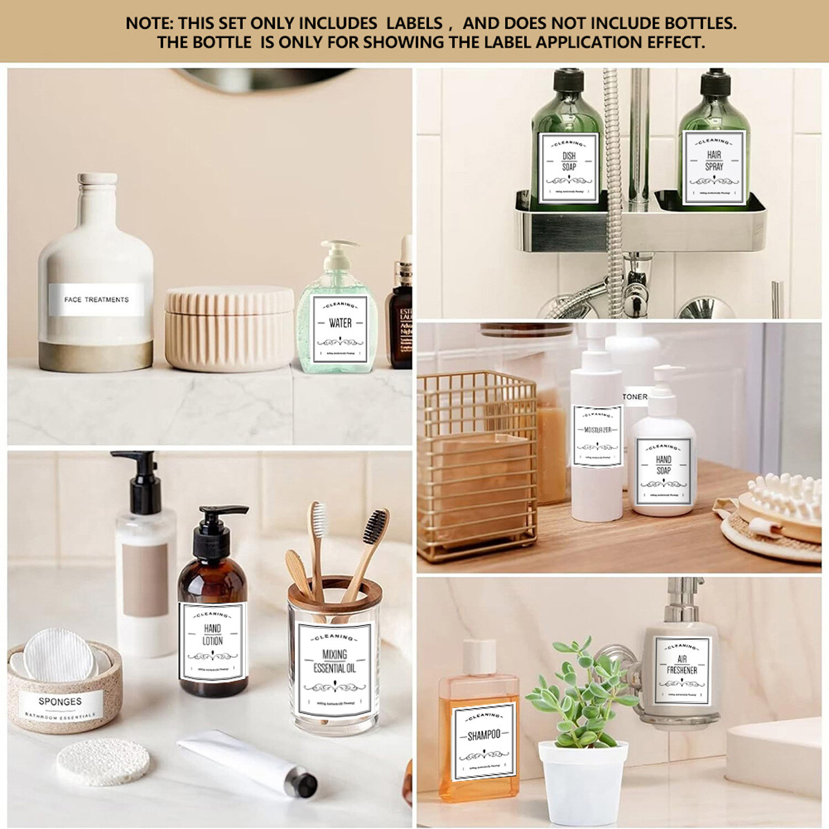 Shampoo Bottle Label Sticker Waterproof Body Wash Lotion Hand Dish Soap Decal