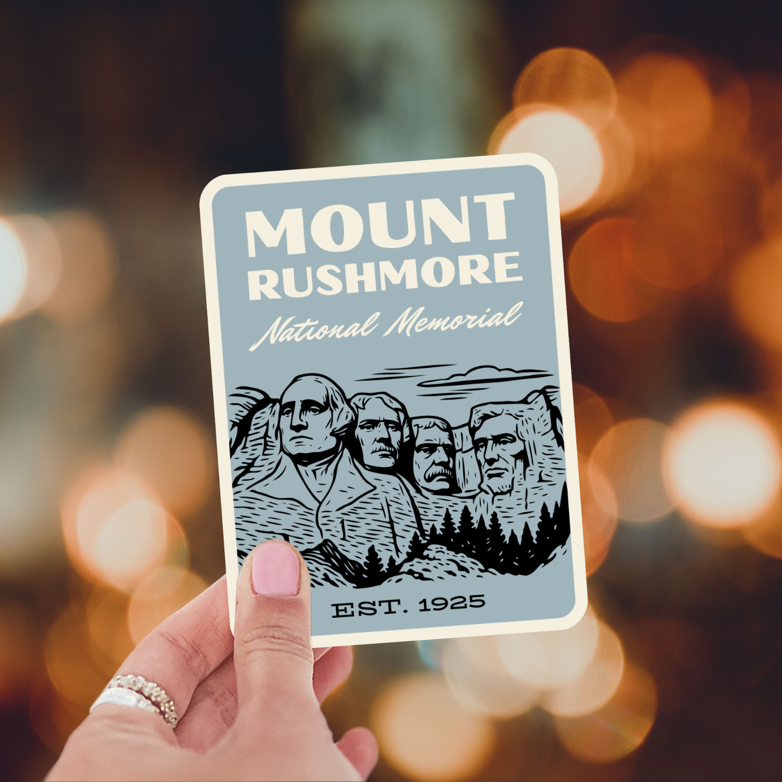 Mount Rushmore National Monument Sticker – Retro 1960s Style Decal