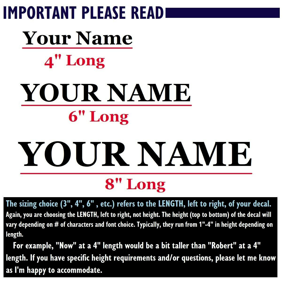 Custom Text Vinyl Decal Sticker Personalized Lettering ANY TEXT – ANY NAME {c19