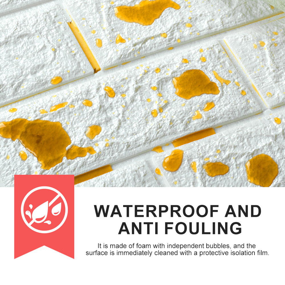 10/20pc 3D Tile Brick Wall Sticker Self-adhesive Waterproof Foam Panel Wallpaper