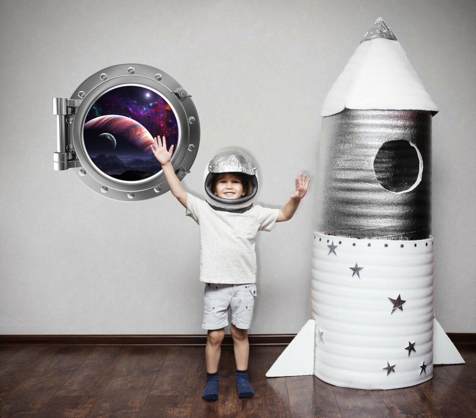 PortScape Jupiter & Moons Porthole Window Wall Decal Removable Vinyl Sticker