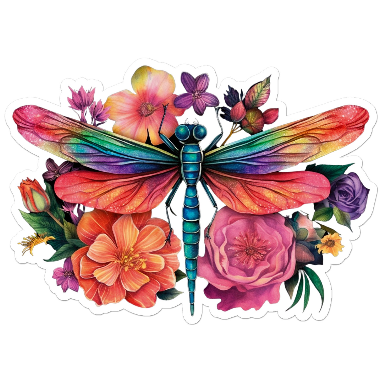 Dragonfly Flowers – Vinyl Decal Sticker – Car Window Laptop – ebn9338