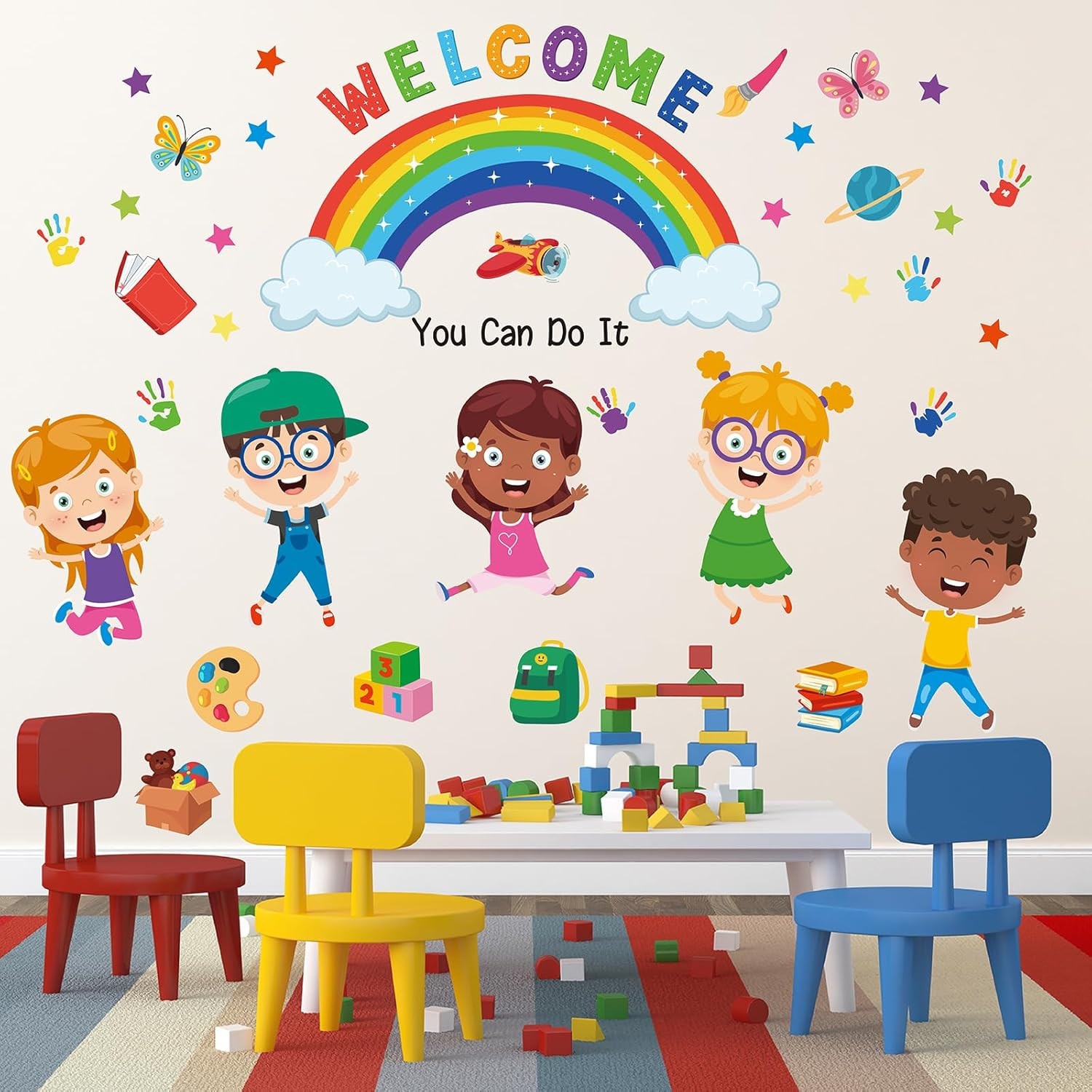 Kids Wall Decals for Classroom and Playroom – Colorful Learn Play Grow Together