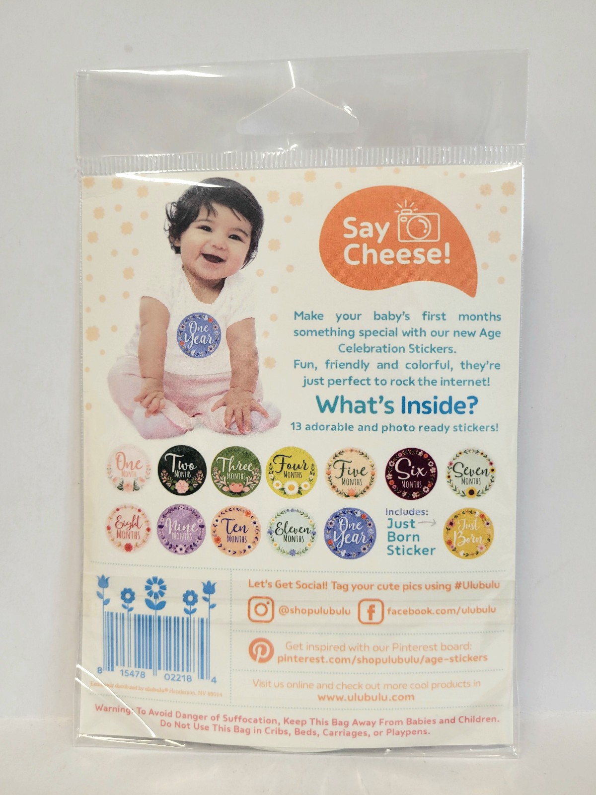Age Celebration Stickers – Ulubulu – Wildflower Flower Set of 13 NEW Baby Birth