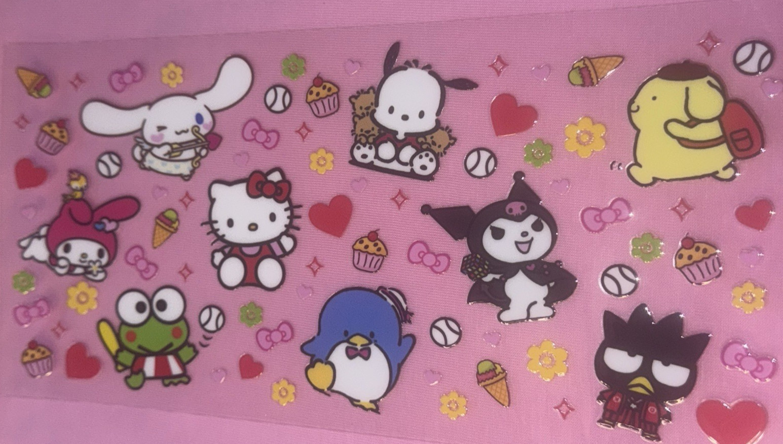3 Sanrio Hello Kitty & Friends Cup Wraps UV DTF Assorted Pompompurin Keroppi NEW