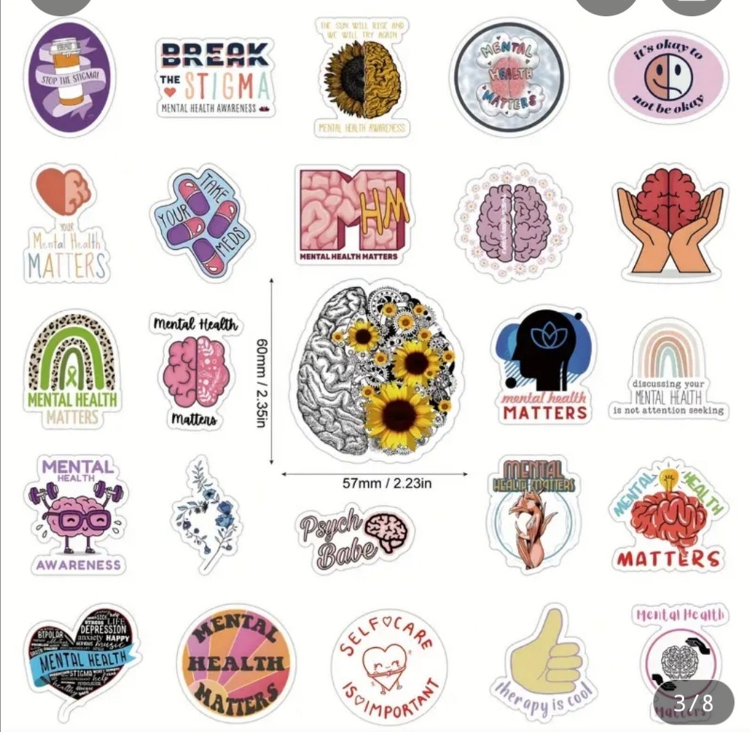 20 PCS Mental Health Illness Awareness Inspirational Stickers 2 BRAND NEW
