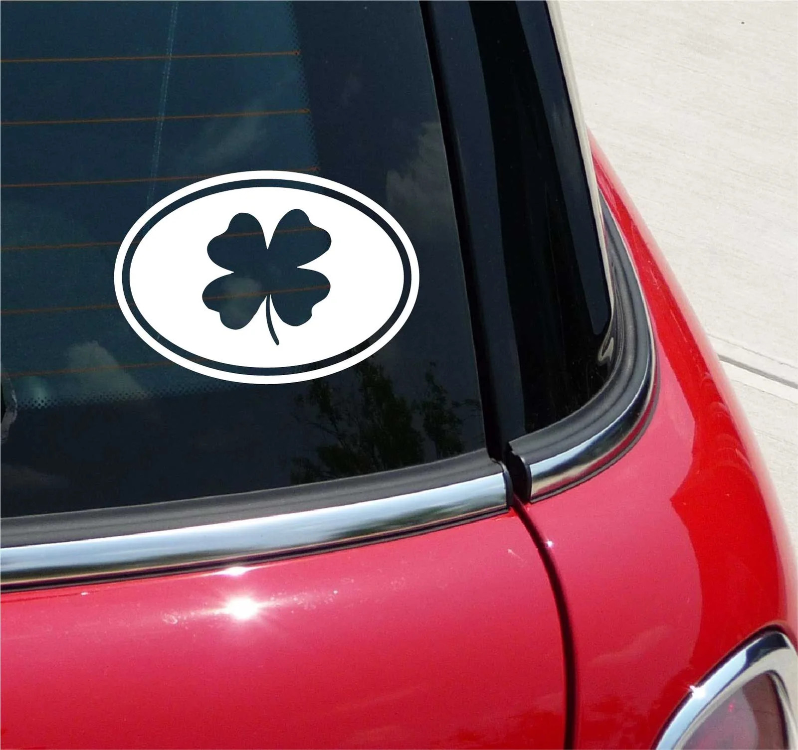 Euro 4 Four Leaf Clover Luck Graphic Decal Sticker Car Wall Oval NOT Two Colors