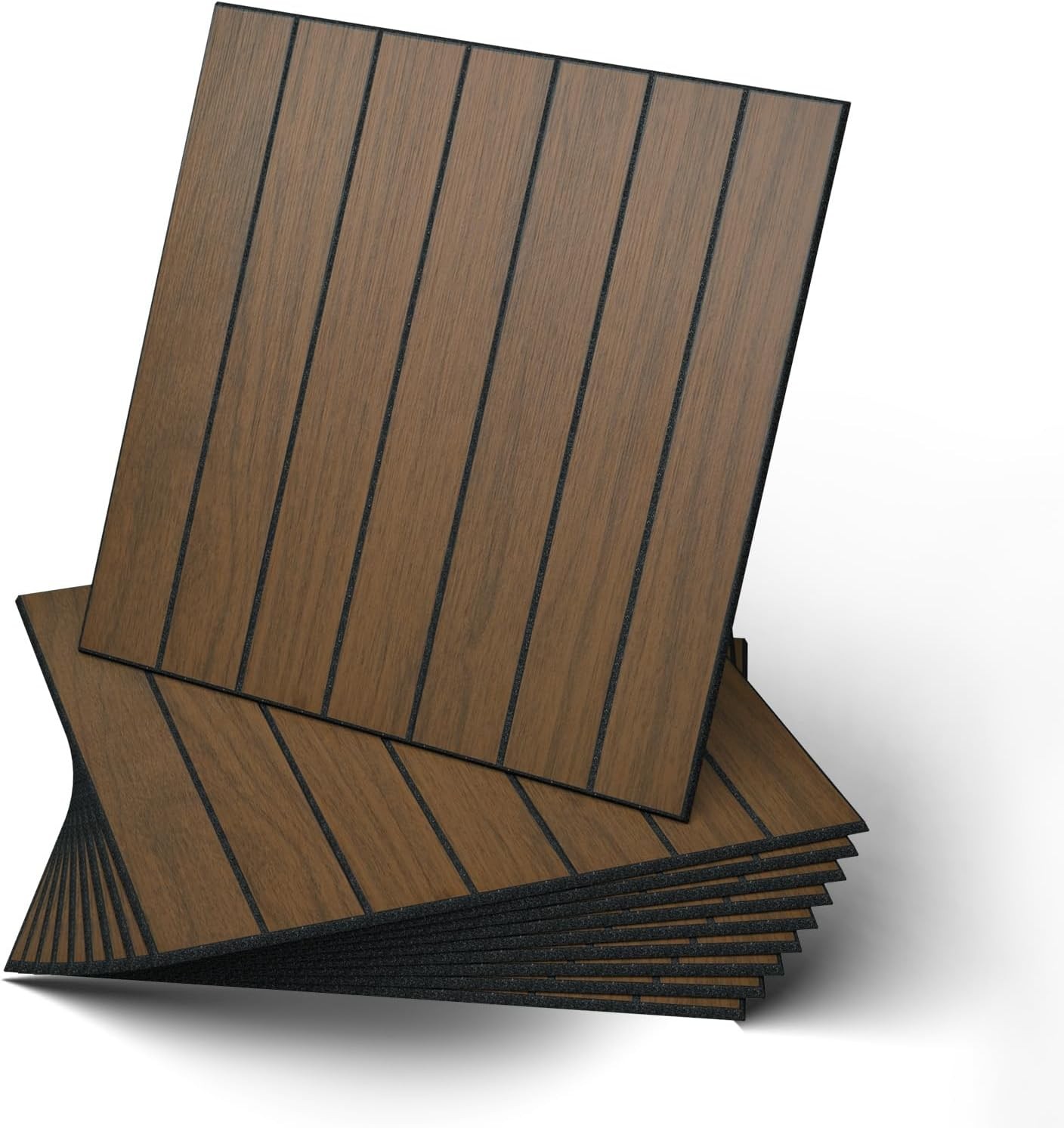 Peel & Stick Wood Slat Wall Panels 12"x12" 30×30cm Decorative PVC Soundproof