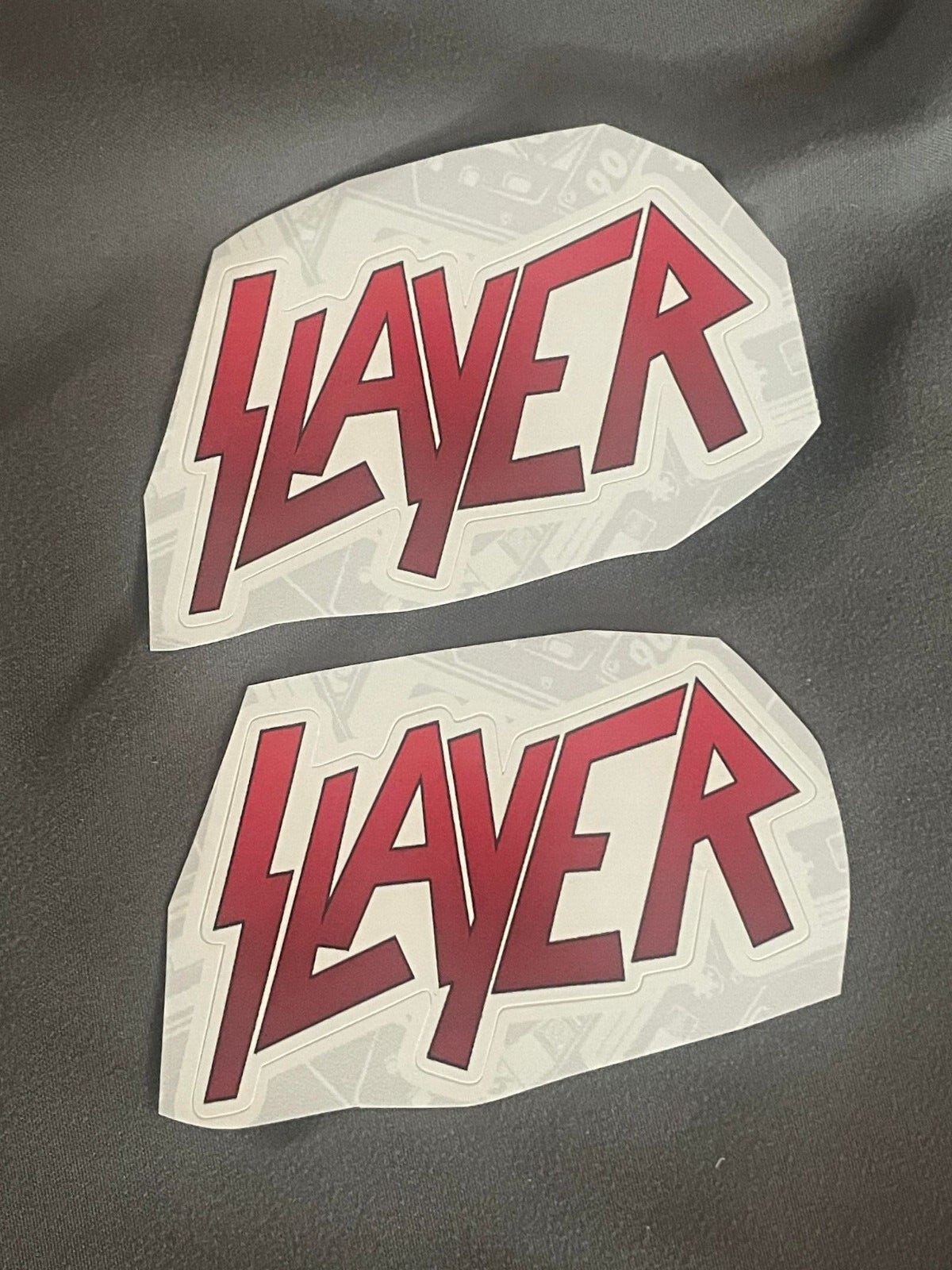 Lot of 2 SLAYER 1 1/2" x 3" Band Logo STICKERS Black Red White FAST! FREE SHIP