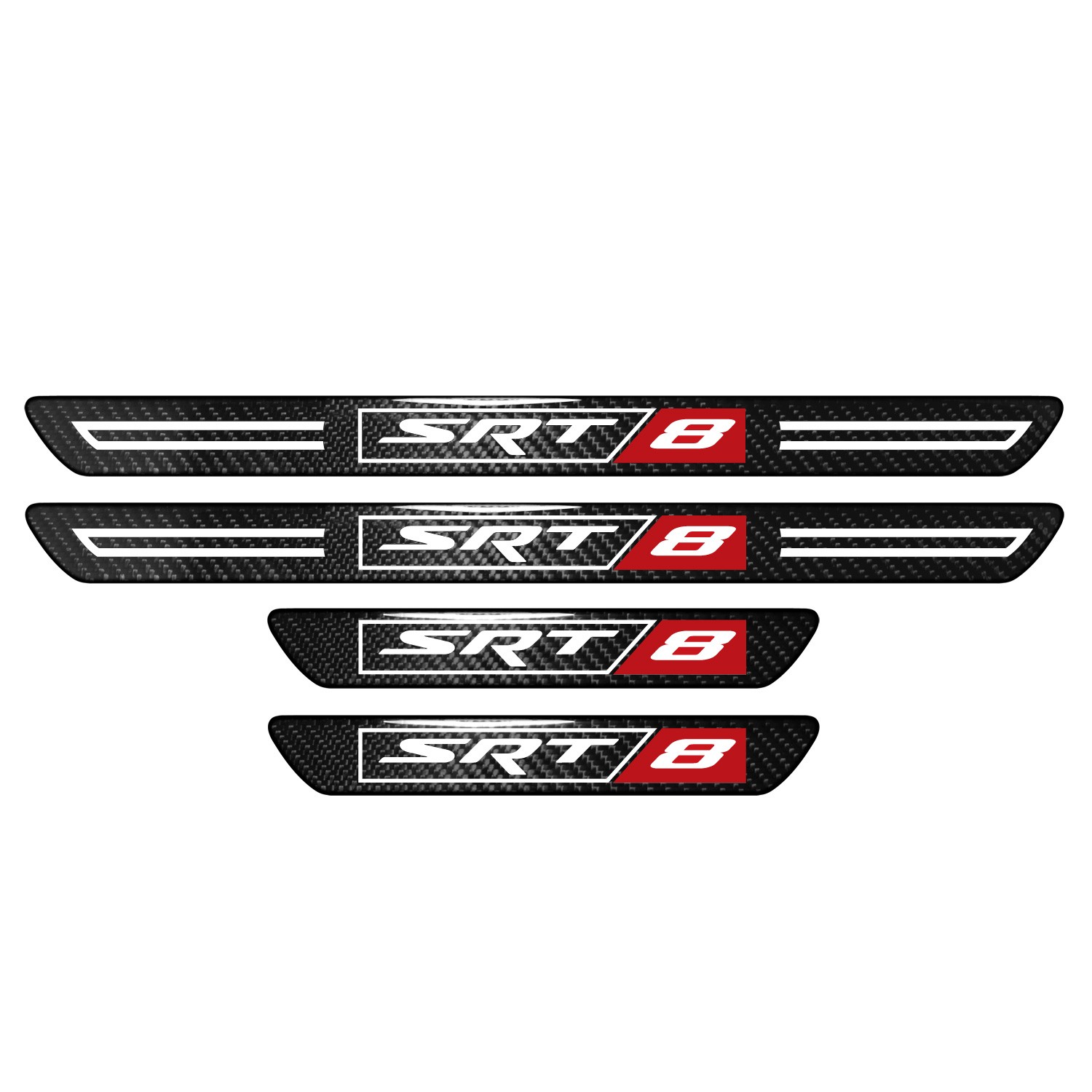 SRT-8 Logo Real Carbon Fiber 4 Pcs Door Sill Kick Plates
