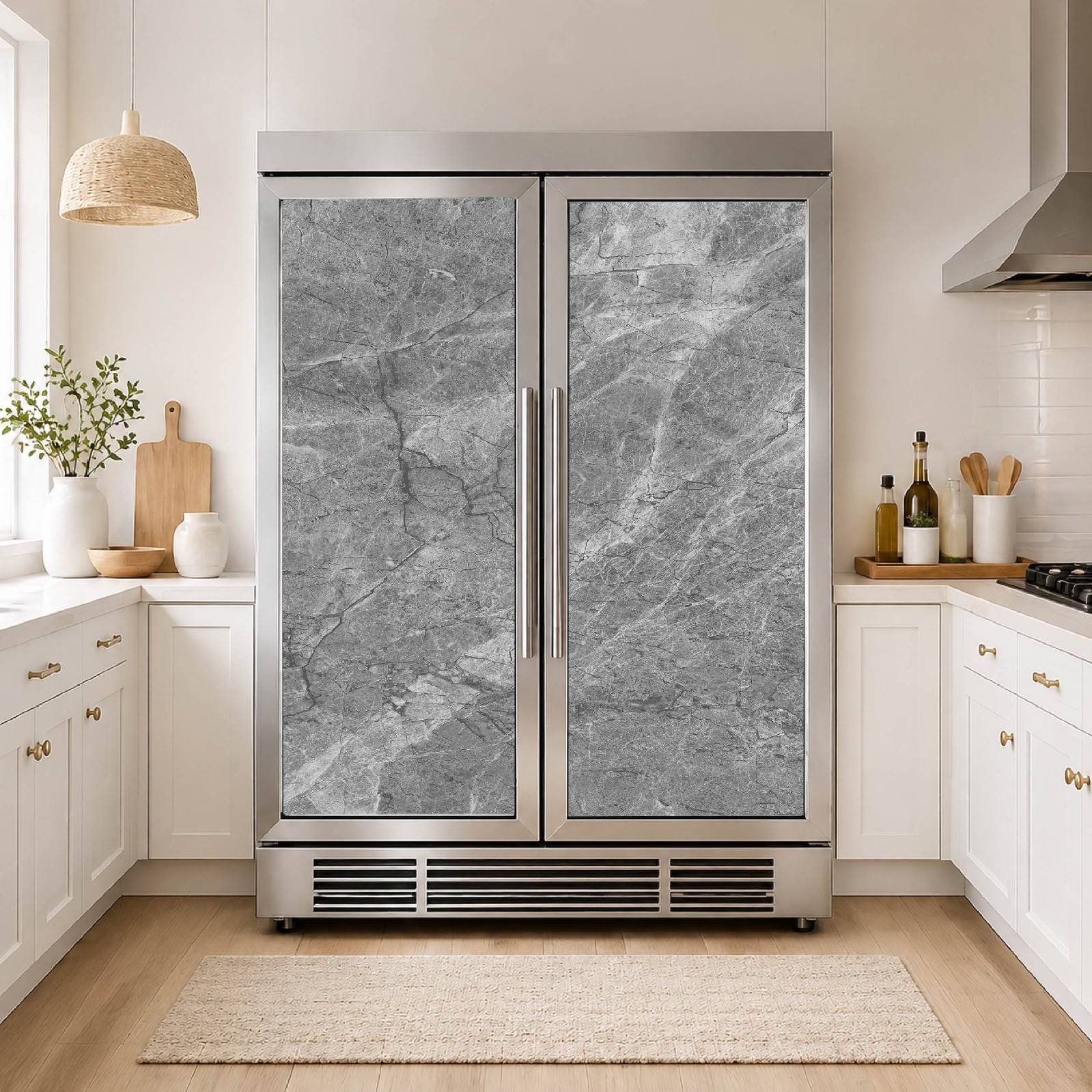 Marble Style Refrigerator Wrap Vinyl Peel & Stick Cover