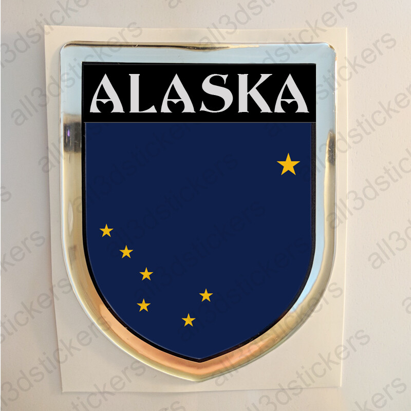 Alaska USA Sticker Seal Resin Domed Flag United States Stickers Shield 3D