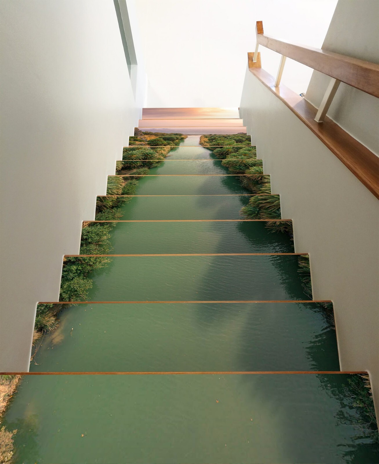 3D Wide River W096 Stairs Risers Decoration Photo Mural Vinyl Wallpaper Vera