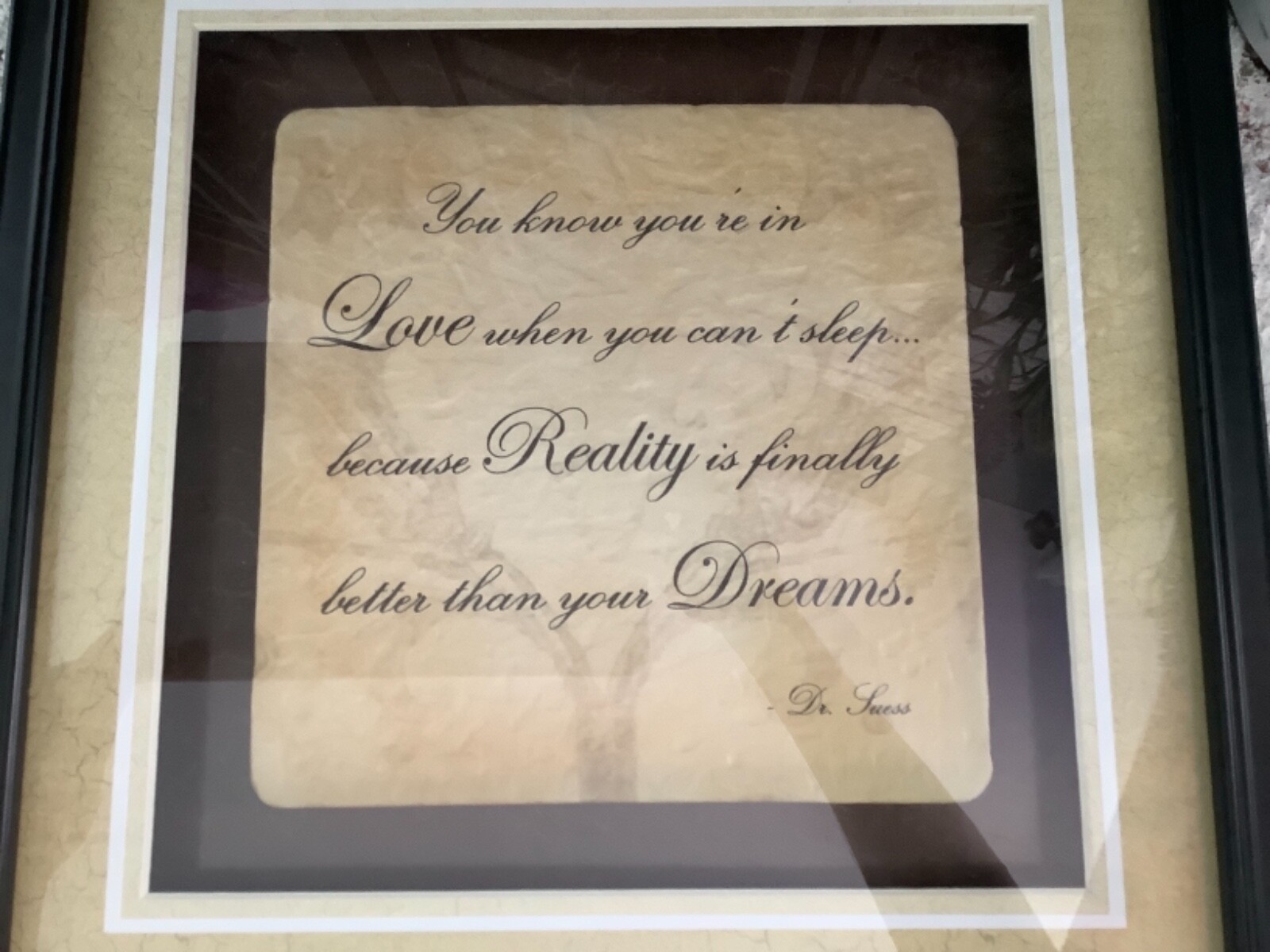 Dr Seuss Quote”You Know you’re in LOVE,wall plaque,Framed,Matted Collectible